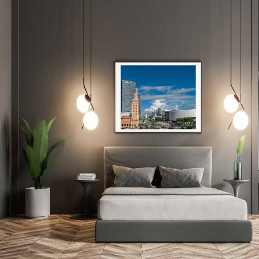 Downtown-Miami-Freedom-Tower-&-Arena-Canvas-Wall-Ar-Mountt-Black-Frame-