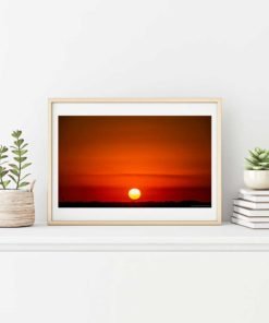 Red-Sky-Sunset-Over-Miami-Canvas-Wall-Art-beige-frame